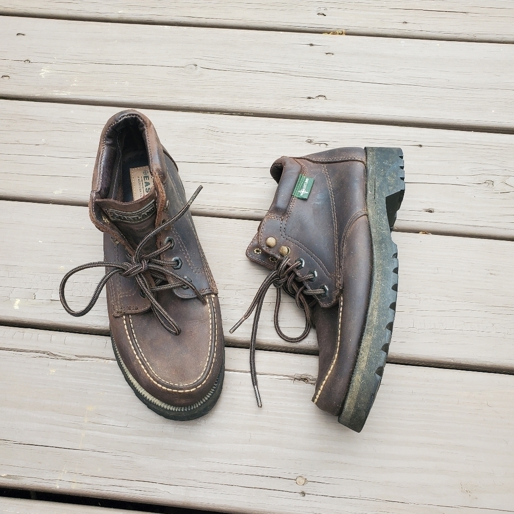 Vintage 90s y2k Eastland Brown Oiled Leather Moc‎ Toe Lace-up Boots Men's 9